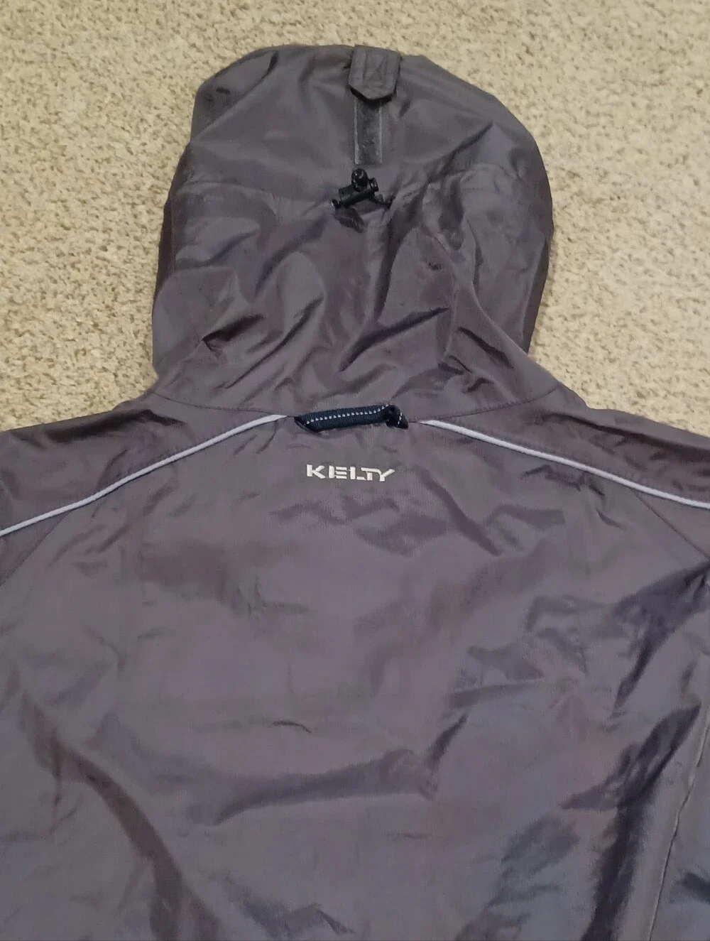 Kelty Full Zip Windbreaker Rain Jacket W/ Vents & Stoe Away Hood Size M
